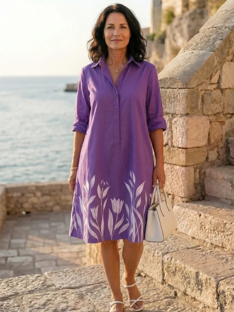 Evening Dress Women Relaxed Fit Casual Botanical Print