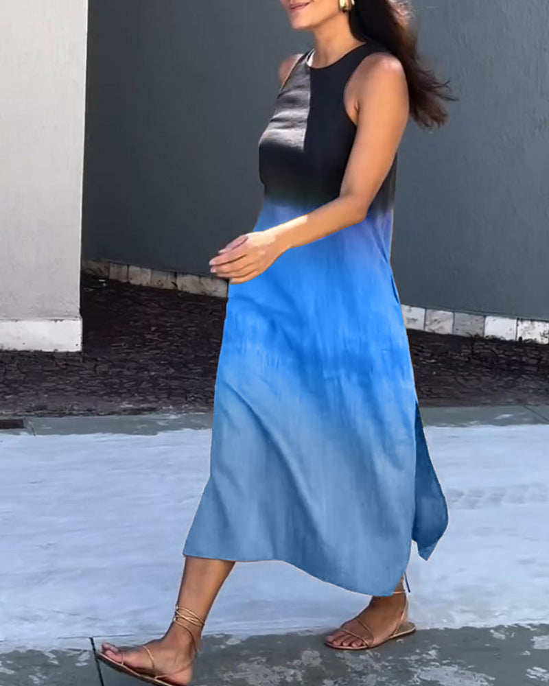 Sleeveless Ombre Dress Women Slim Fit Casual Summer