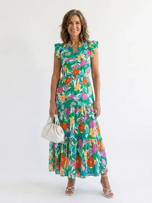 Midi Dress Women Relaxed Fit Casual Summer Floral