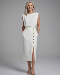 Asymmetric Midi Dress Women Tailored Fit Casual