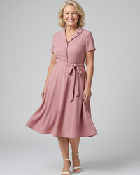 Midi Dress Women Defined Waist Casual Summer