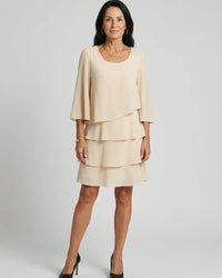 Layered Flare Sleeve Dress Women Relaxed Fit Casual