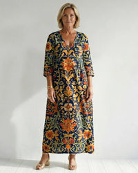 Floral Midi Dress Women Relaxed Fit Casual