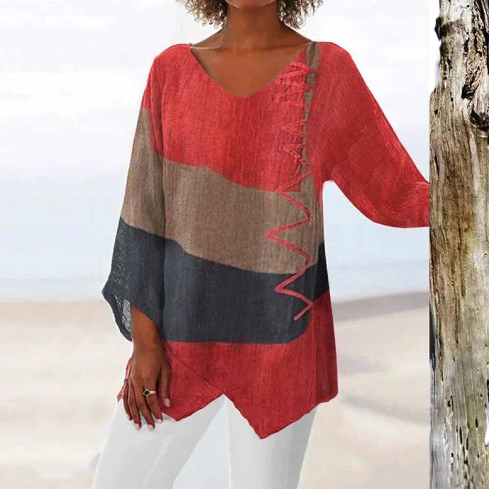 Tri-Color Shirt Women Regular Fit Casual Summer