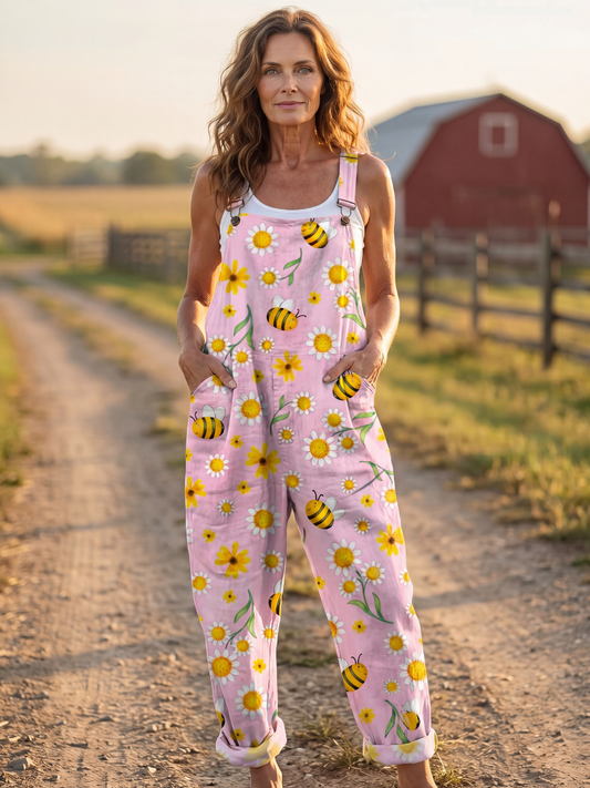 Jumpsuit Women Relaxed Fit Casual Floral Print