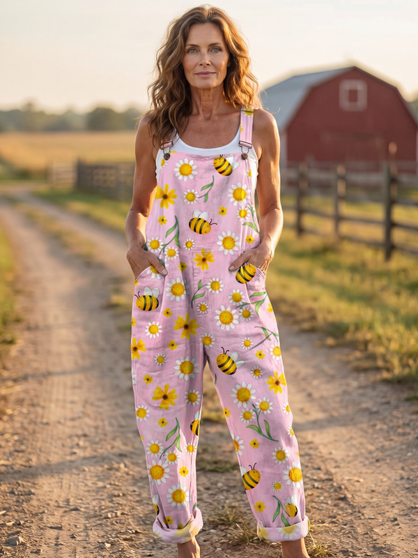 Jumpsuit Women Relaxed Fit Casual Floral Print