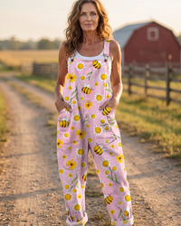 Jumpsuit Women Relaxed Fit Casual Floral Print