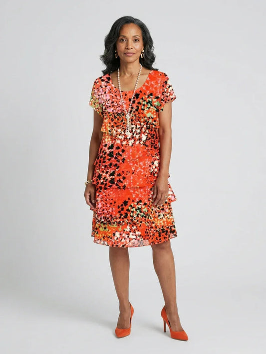 Tiered Knee-Length Dress Women Relaxed Fit Casual