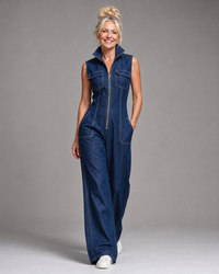 Sleeveless Wide Leg Jumpsuit Women Tailored Fit Casual
