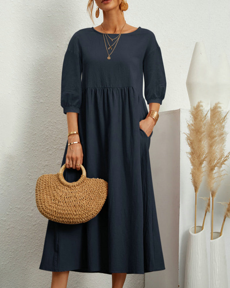 Midi Dress Women Loose Fit Casual Business Spring Summer