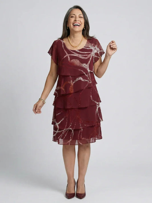 Abstract Knee-Length Dress Women Relaxed Fit Casual
