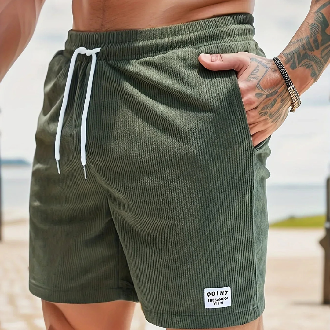 Ribbed Shorts Men Relaxed Fit Casual Summer