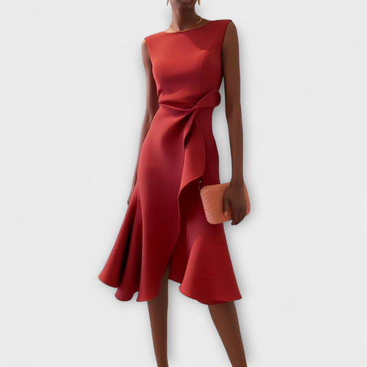 Midi Dress Women Slim Fit Elegant Evening