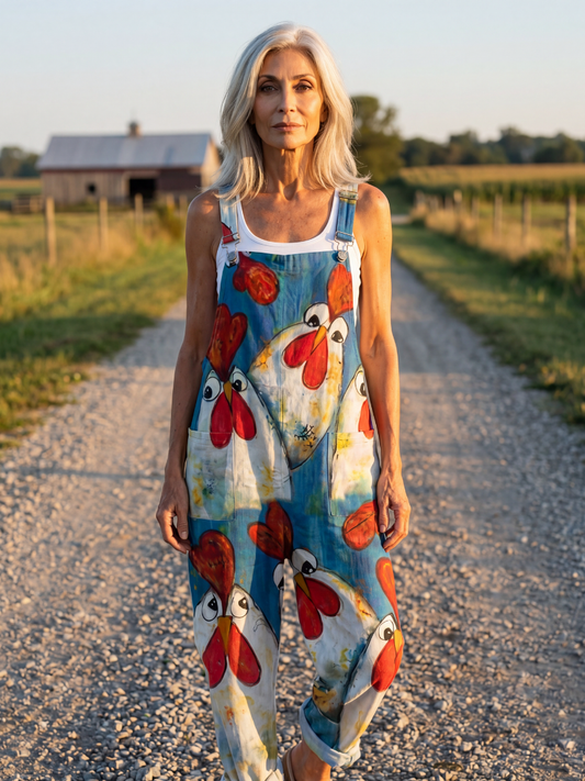 Jumpsuit Women Relaxed Fit Casual Nature-Inspired Motif