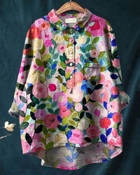 Floral Blouse Women Flowing Fit Casual Elegant