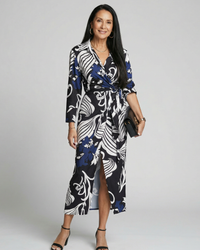 Midi Wrap Dress Women Relaxed Fit Casual Minimalist