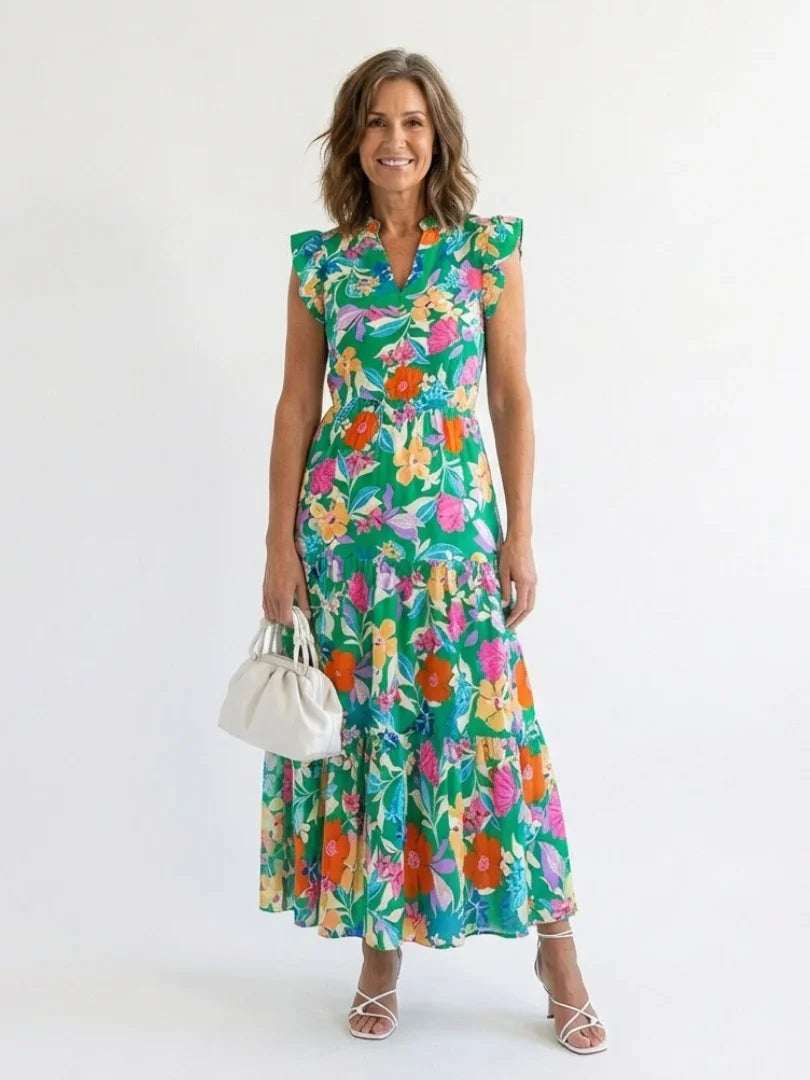 Midi Dress Women Relaxed Fit Casual Summer Floral