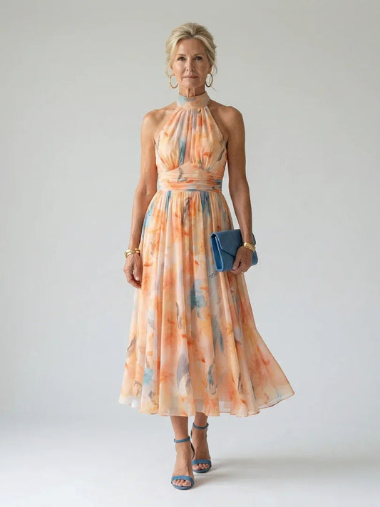 Sleeveless Halter Midi Dress Women Slim Fit Casual Summer