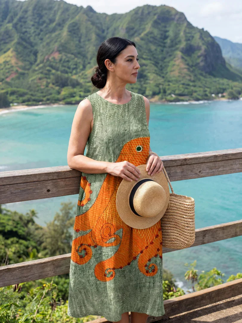 Midi Dress Women Relaxed Fit Casual Summer