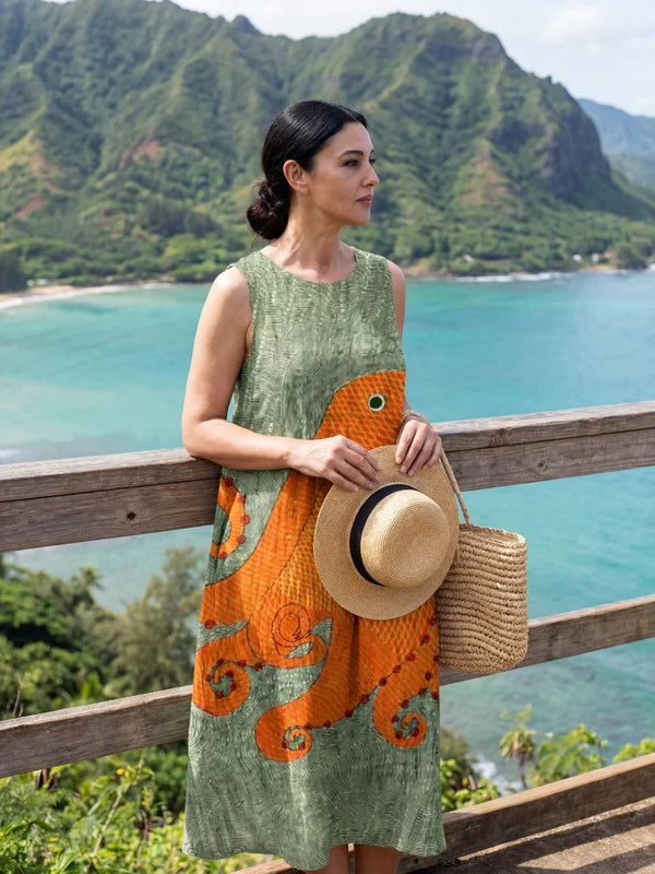Midi Dress Women Relaxed Fit Casual Summer