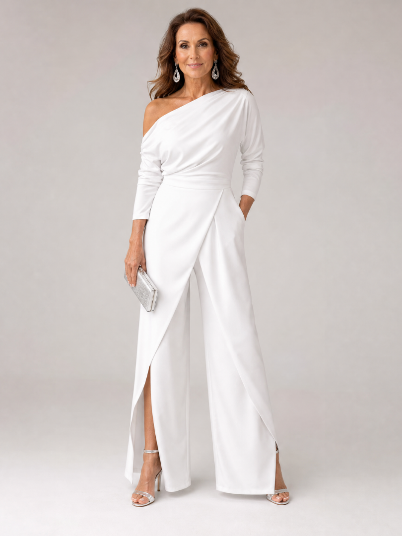 One Shoulder Wide Leg Jumpsuit Women Regular Fit Evening