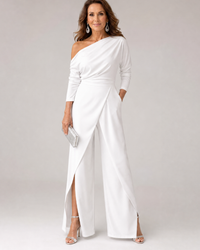 One Shoulder Wide Leg Jumpsuit Women Regular Fit Evening