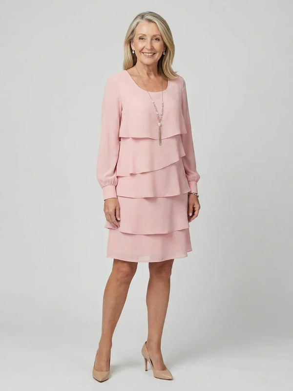 Layered Knee-Length Dress Women Relaxed Fit Casual