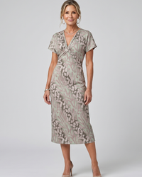 Midi Dress Women Defined Waist Casual