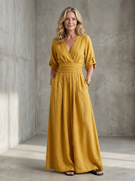 Jumpsuit Women Defined Waist Wide Leg Casual