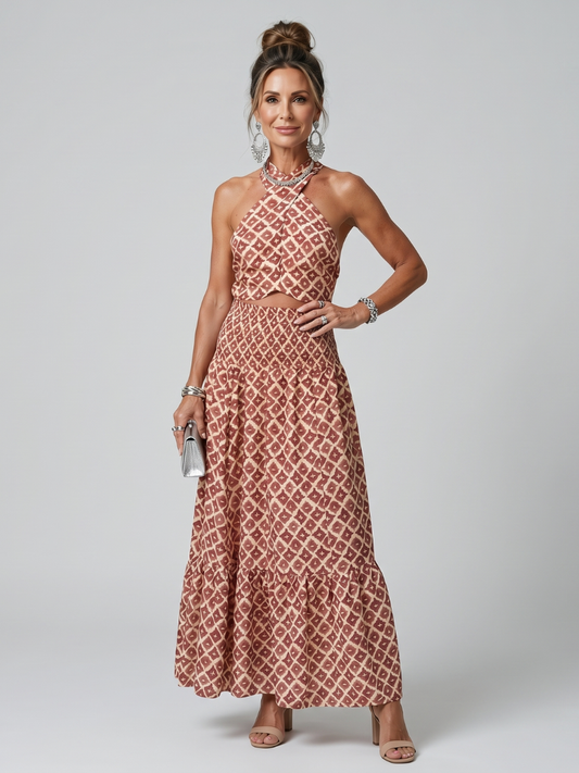 Midi Dress Women Defined Waist Casual Summer
