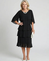 Layered Tier Midi Dress Women Relaxed Fit Casual