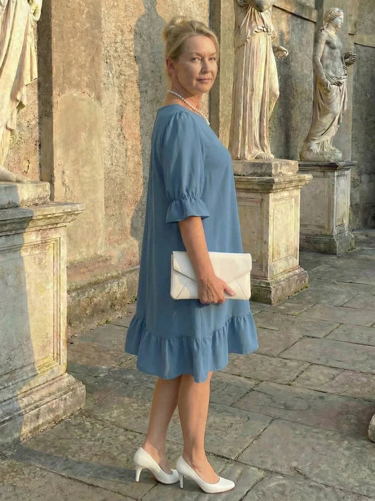 Ruffle Day Dress Women Relaxed Fit Casual