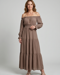 Off Shoulder Midi Dress Women Relaxed Fit Casual Summer