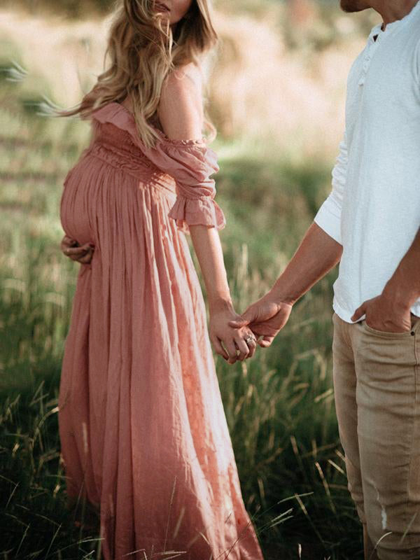 Boho Chic Maternity Dress with Boat Neck - Elora