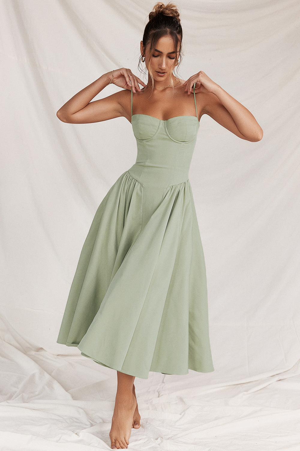 Eleanor | Corset Midi Dress Women Fitted Casual Formal