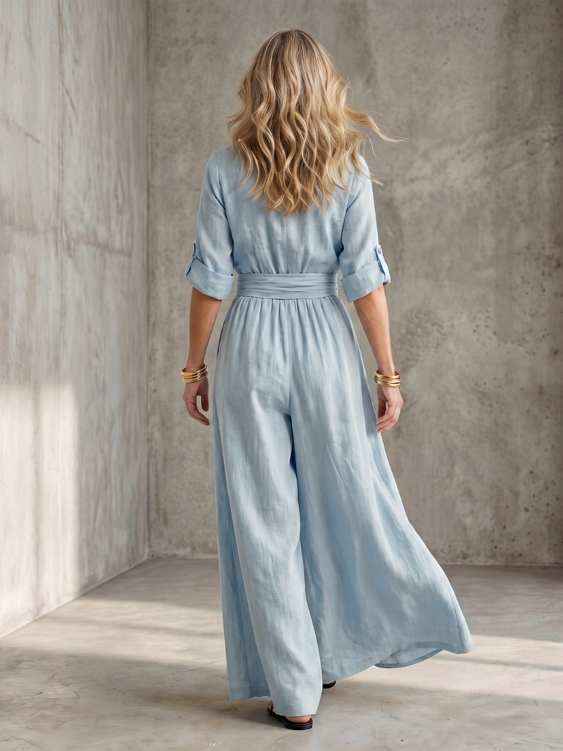 Jumpsuit Women Defined Waist Wide Leg Casual