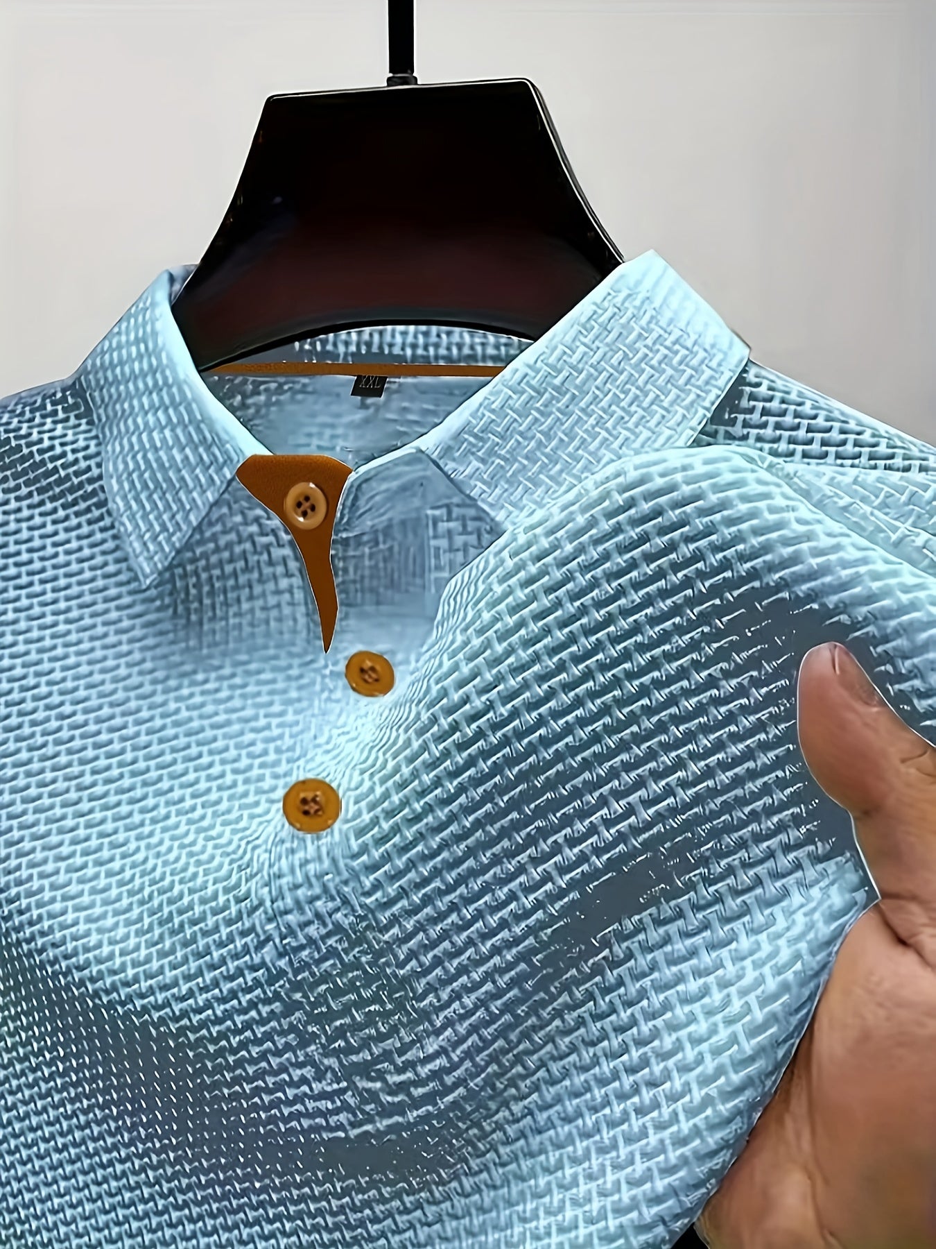 Textured Polo Shirt Men Structured Fit Casual Smart