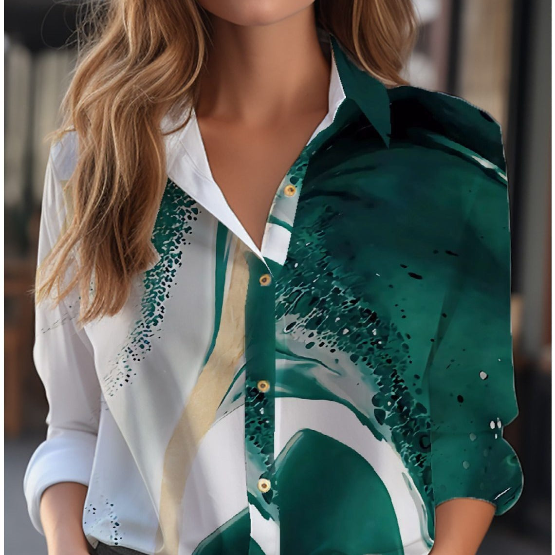 Blouse Women Relaxed Fit Casual Floral Pattern