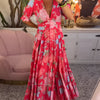 Floral Print V-Neck Dress Women Regular Fit Casual