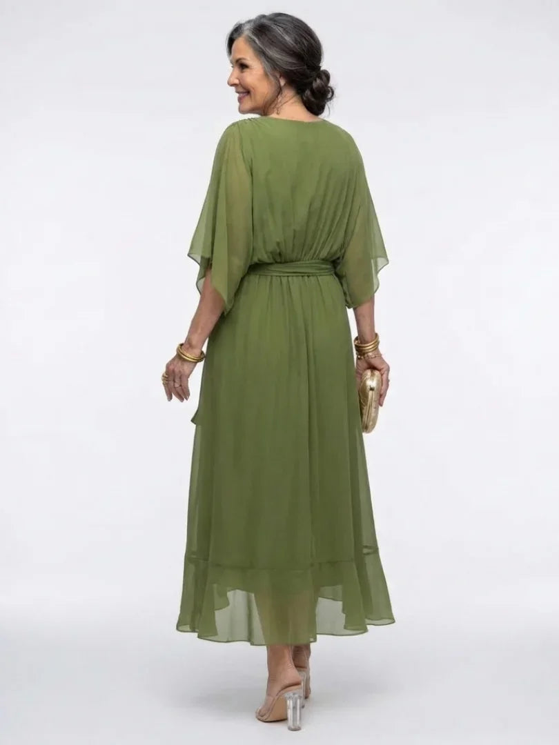 Midi Dress Women Relaxed Fit Casual Waist Tie