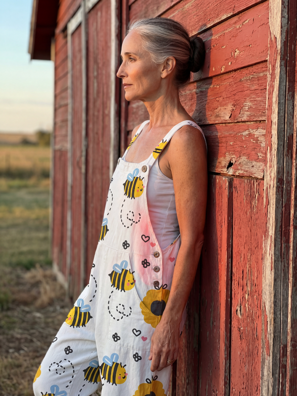 Jumpsuit Women Relaxed Fit Casual Sheep Print