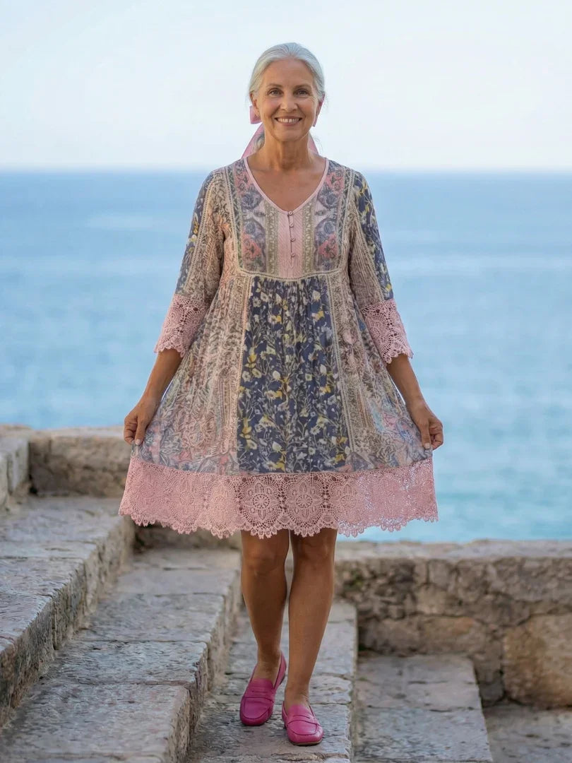 Dress Women Relaxed Fit Casual Floral Lace Trim