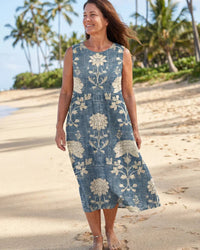 Floral Midi Dress Women Relaxed Fit Casual Summer
