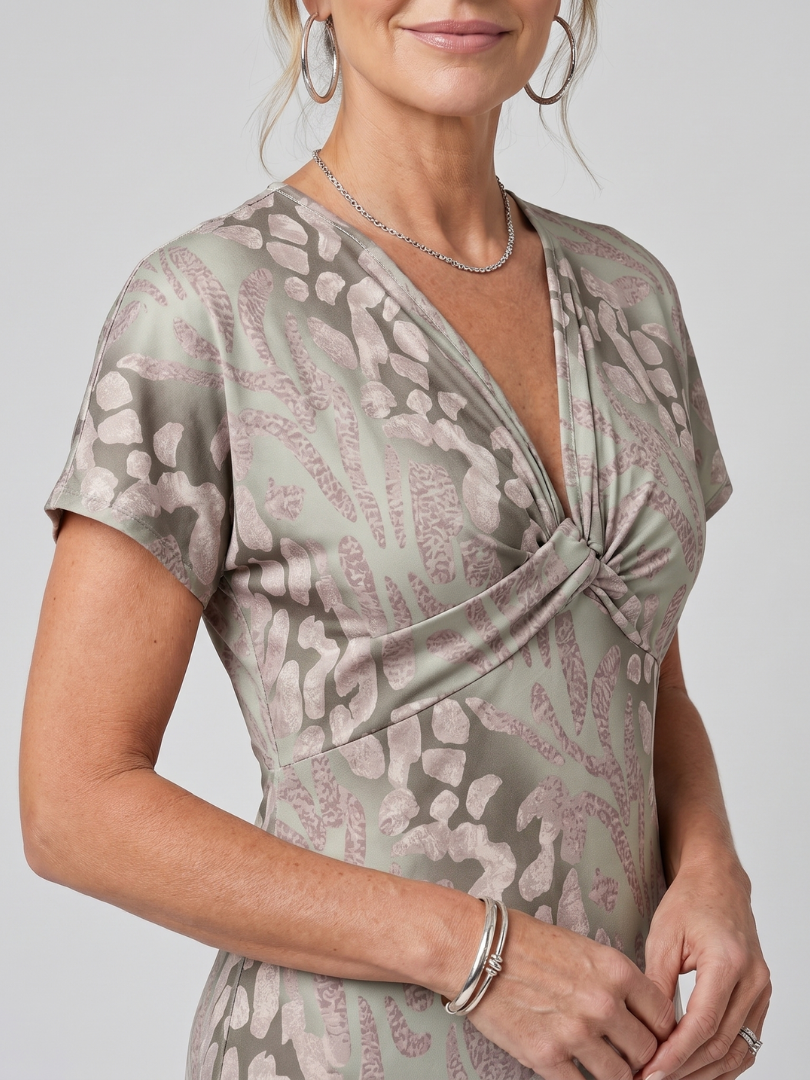 Midi Dress Women Defined Waist Casual