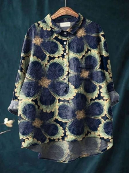 Floral Blouse Women Flowing Fit Casual Elegant