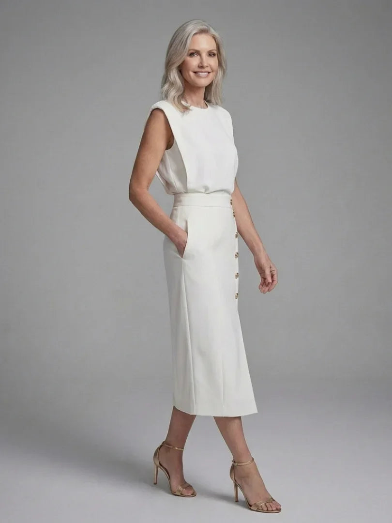 Asymmetric Midi Dress Women Tailored Fit Casual