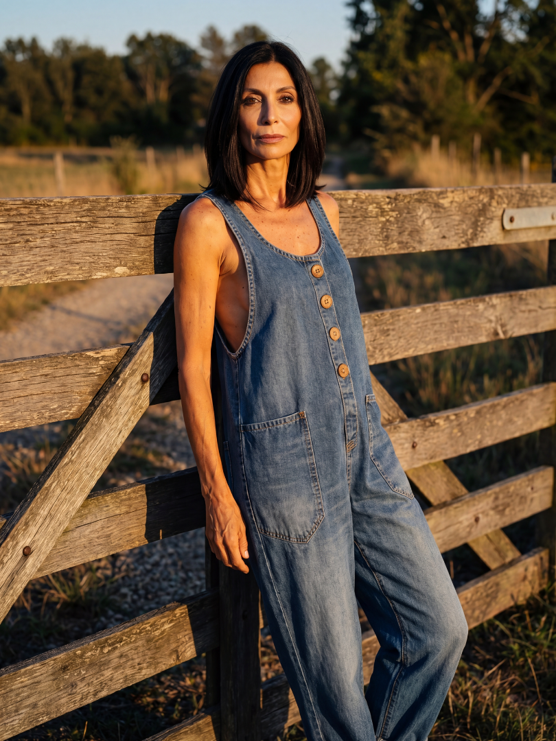 Jumpsuit Women Relaxed Fit Casual Rooster Print