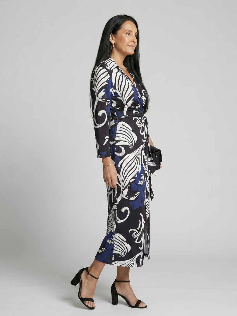 Midi Wrap Dress Women Relaxed Fit Casual Minimalist