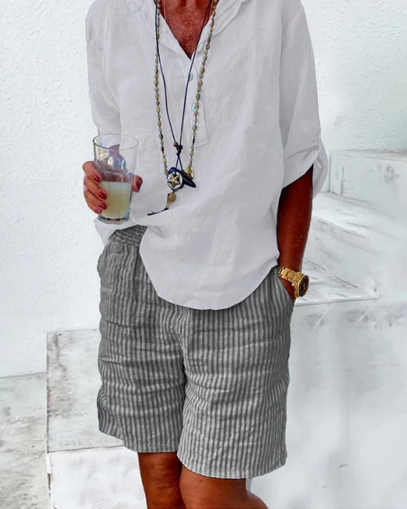Summer Striped Shorts Women Regular Fit Casual