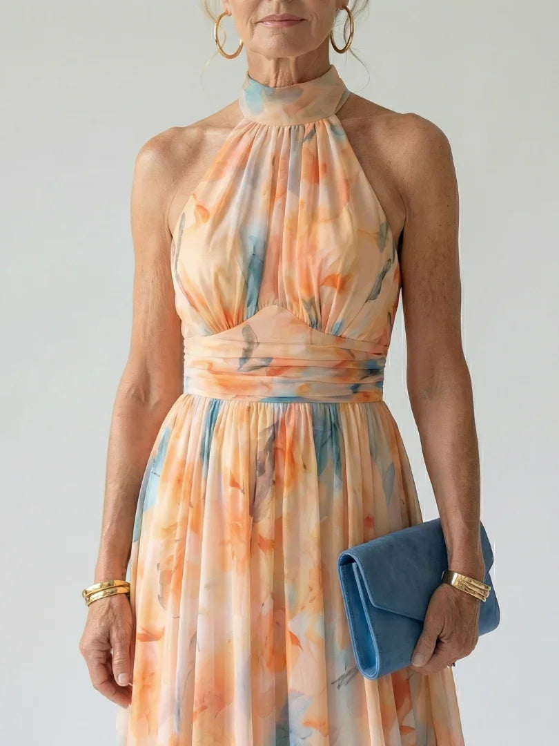 Sleeveless Halter Midi Dress Women Slim Fit Casual Summer
